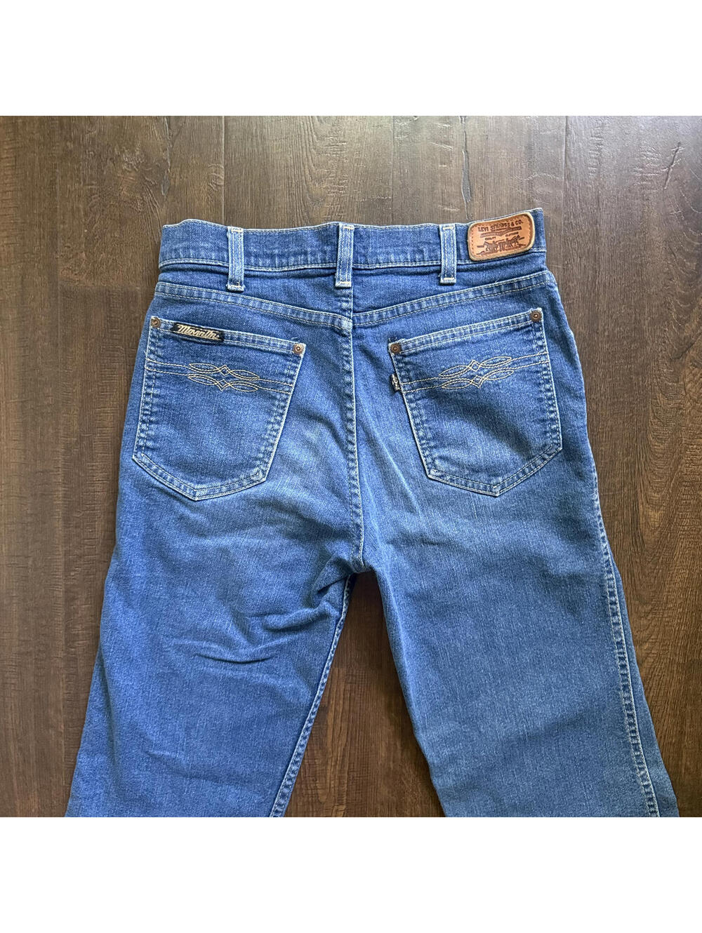 Vintage Levis 70's Movin' On High Rise Straight Mini Flare Jeans 28x33 Retro